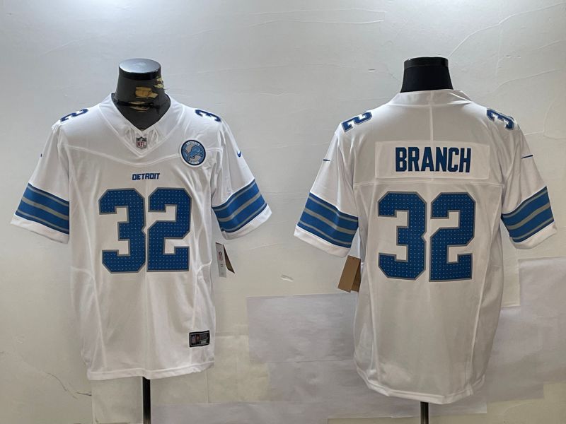 Men Detroit Lions #32 Branch White three generations 2024 Nike Limited NFL Jersey style 2